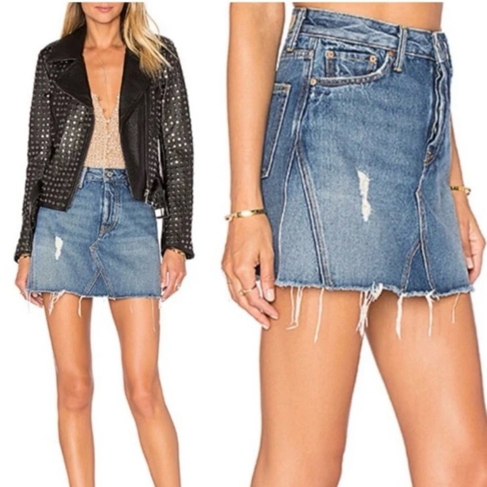 GRLFRND Eva Denim Mini Skirt in Walk This Way Size 28
